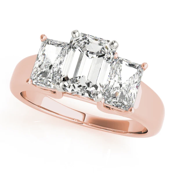2.70 Carat 3-Stone Emerald Cut Lab Grown Trellis Engagement Ring - Image 3