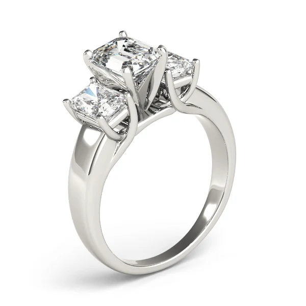 2.70 Carat 3-Stone Emerald Cut Lab Grown Trellis Engagement Ring - Image 9