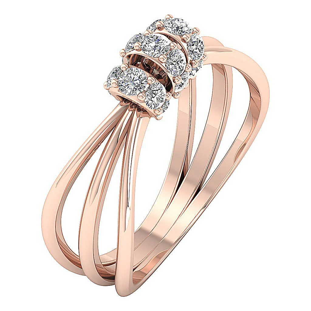 The Athena Criss Cross Engagement Ring 14K Solid Gold Natural Diamond 5.60 MM - Image 3