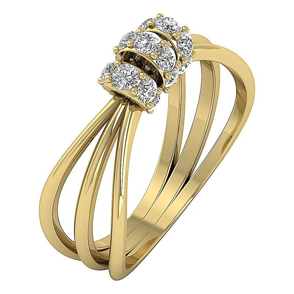 The Athena Criss Cross Engagement Ring 14K Solid Gold Natural Diamond 5.60 MM - Image 4