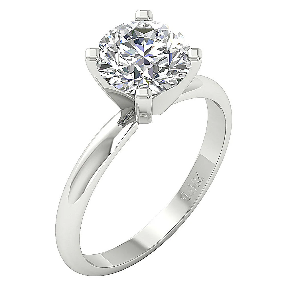 3.00-4.00 CTW VS-F Lab-Grown Diamond 4 Prong Solitaire Engagement Ring 14K Solid Gold