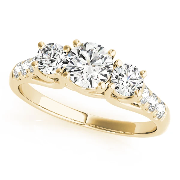 3.20ct Round Lab-Grown Diamond Designer 3-Stone Trellis Engagement Ring