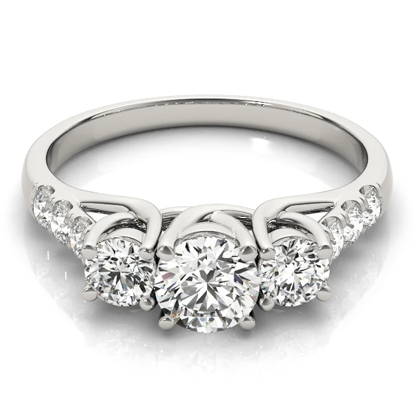 3.20ct Round Lab-Grown Diamond Designer 3-Stone Trellis Engagement Ring - Image 10