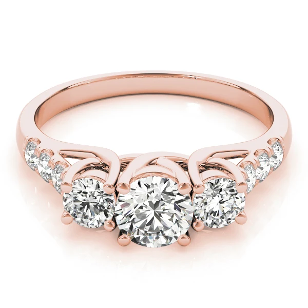 3.20ct Round Lab-Grown Diamond Designer 3-Stone Trellis Engagement Ring - Image 12