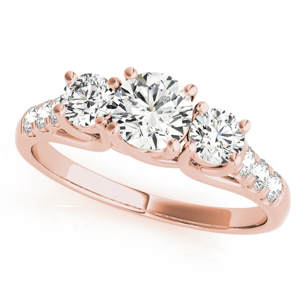3.20ct Round Lab-Grown Diamond Designer 3-Stone Trellis Engagement Ring - Image 3