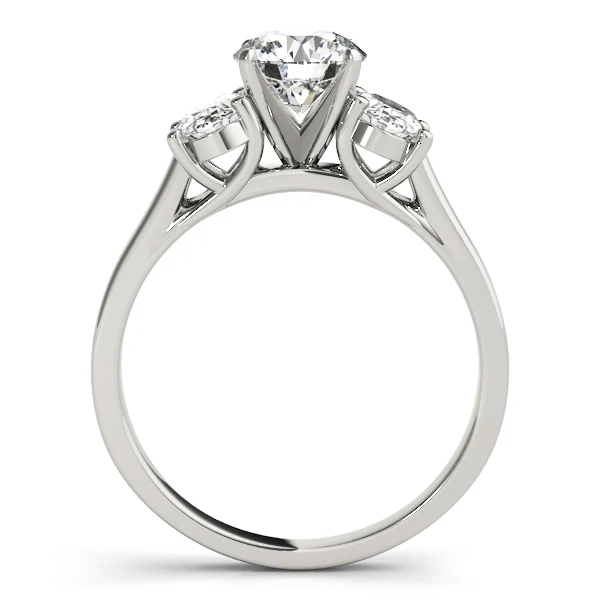 3.30Ct Round Lab-Grown Diamond 3-Stone Ring, Oval Side Diamonds - Image 6