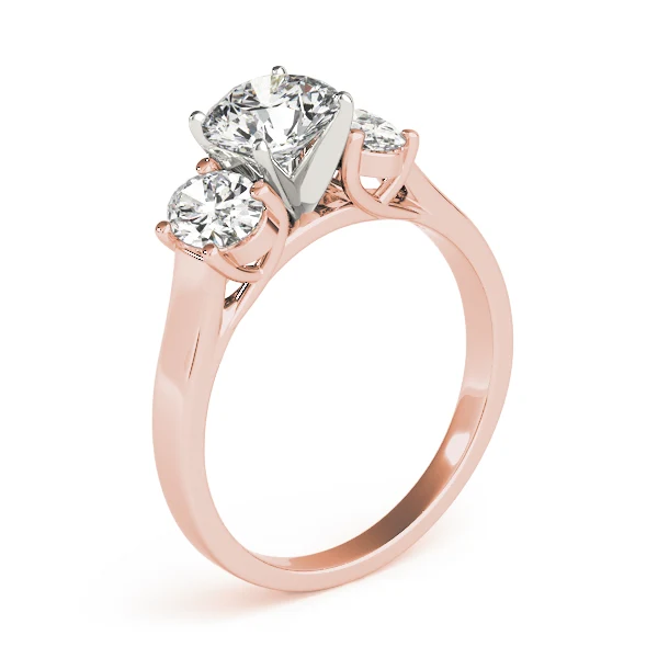 3.30Ct Round Lab-Grown Diamond 3-Stone Ring, Oval Side Diamonds - Image 8
