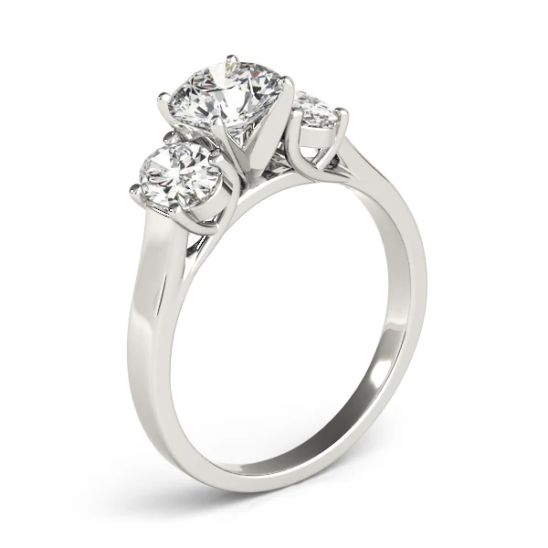3.30Ct Round Lab-Grown Diamond 3-Stone Ring, Oval Side Diamonds - Image 9