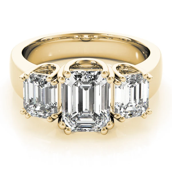 3.60 Carat Emerald Cut Lab Diamond 3-Stone Trinity Ring Double Prong Set - Image 10