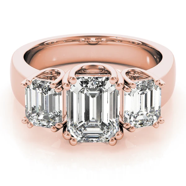 3.60 Carat Emerald Cut Lab Diamond 3-Stone Trinity Ring Double Prong Set - Image 11