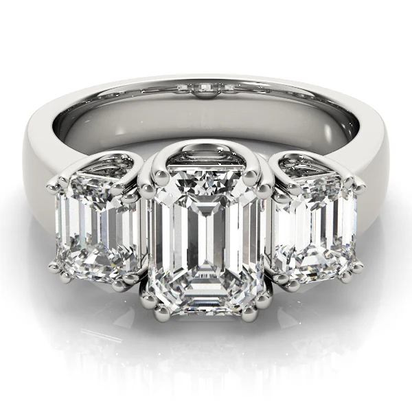 3.60 Carat Emerald Cut Lab Diamond 3-Stone Trinity Ring Double Prong Set - Image 12