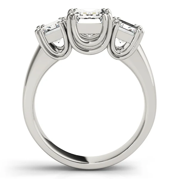 3.60 Carat Emerald Cut Lab Diamond 3-Stone Trinity Ring Double Prong Set - Image 6