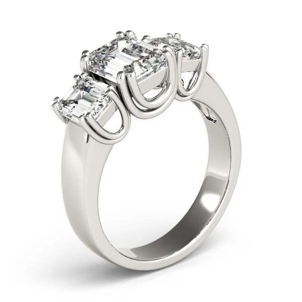 3.60 Carat Emerald Cut Lab Diamond 3-Stone Trinity Ring Double Prong Set - Image 9