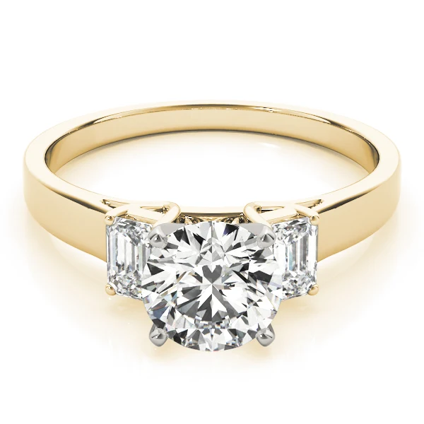 3 Carat Three-Stone Lab Grown Round & Emerald Engagement Engagement Ring - Image 11