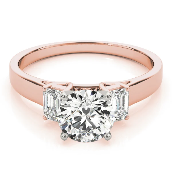 3 Carat Three-Stone Lab Grown Round & Emerald Engagement Engagement Ring - Image 12