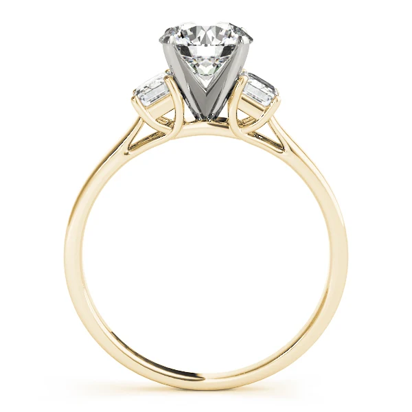 3 Carat Three-Stone Lab Grown Round & Emerald Engagement Engagement Ring - Image 7