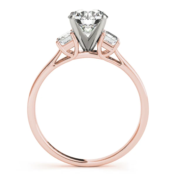 3 Carat Three-Stone Lab Grown Round & Emerald Engagement Engagement Ring - Image 8