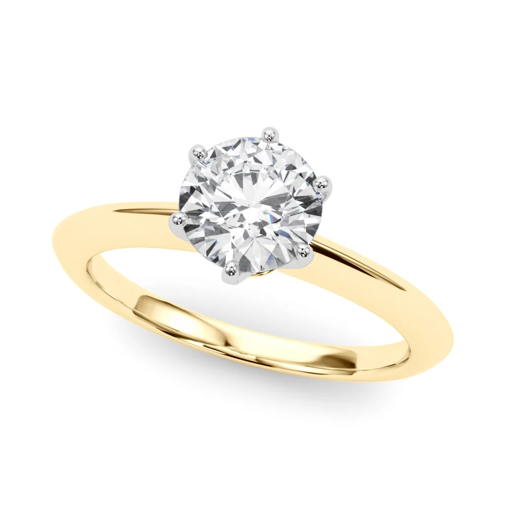 6-Prong Lab Grown Round Diamond Solitaire Ring 1-3 Carat VS F Clarity 14K Solid Gold