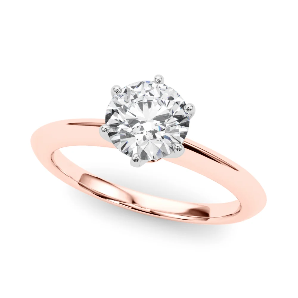 6-Prong Lab Grown Round Diamond Solitaire Ring 1-3 Carat VS F Clarity 14K Solid Gold - Image 3