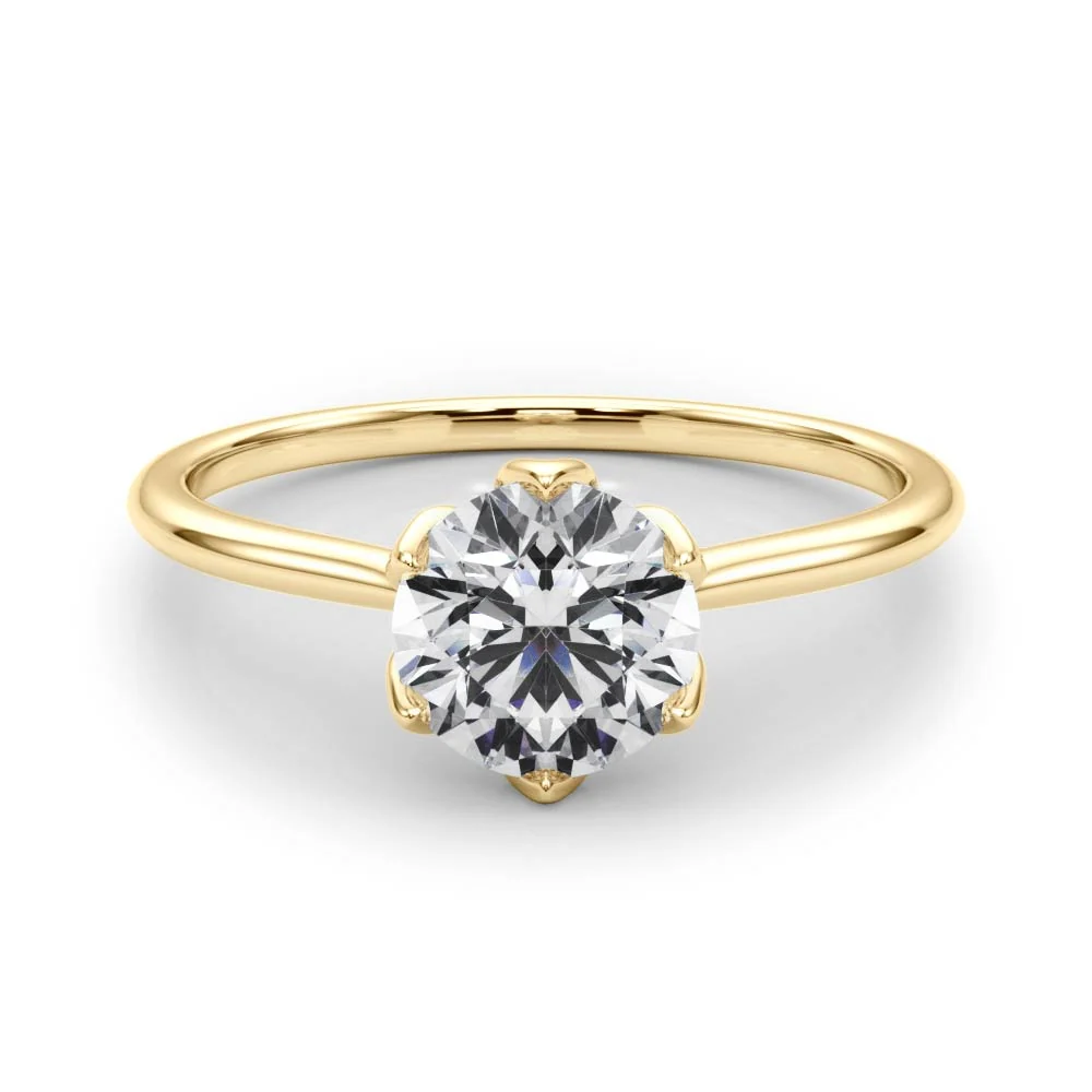 6-Prong Petal Lotus Solitaire Engagement Ring VS F 1.00-4.00 Carat Lab Grown Round Diamond 14K Solid Gold - Image 11