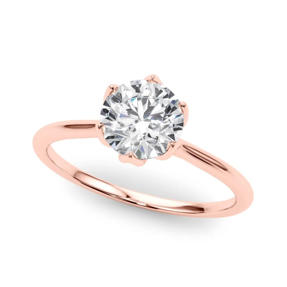 6-Prong Petal Lotus Solitaire Engagement Ring VS F 1.00-4.00 Carat Lab Grown Round Diamond 14K Solid Gold - Image 3