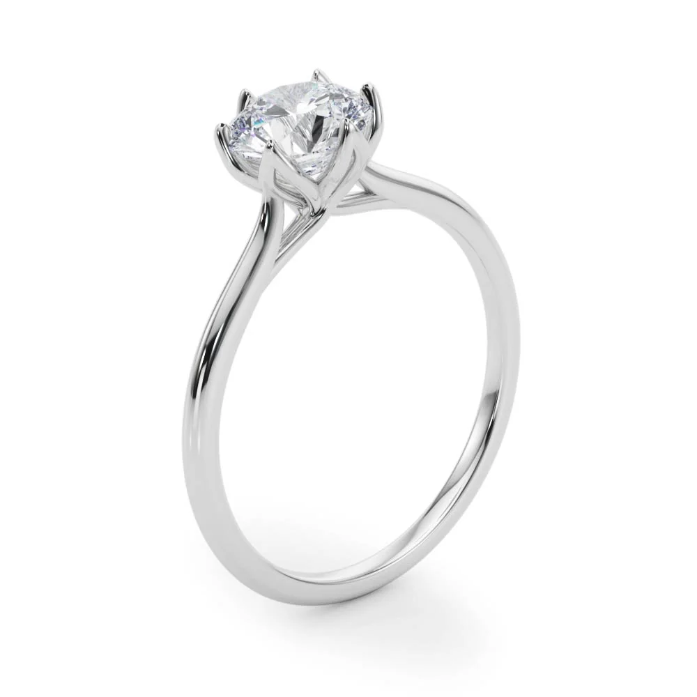 6-Prong Petal Lotus Solitaire Engagement Ring VS F 1.00-4.00 Carat Lab Grown Round Diamond 14K Solid Gold - Image 4