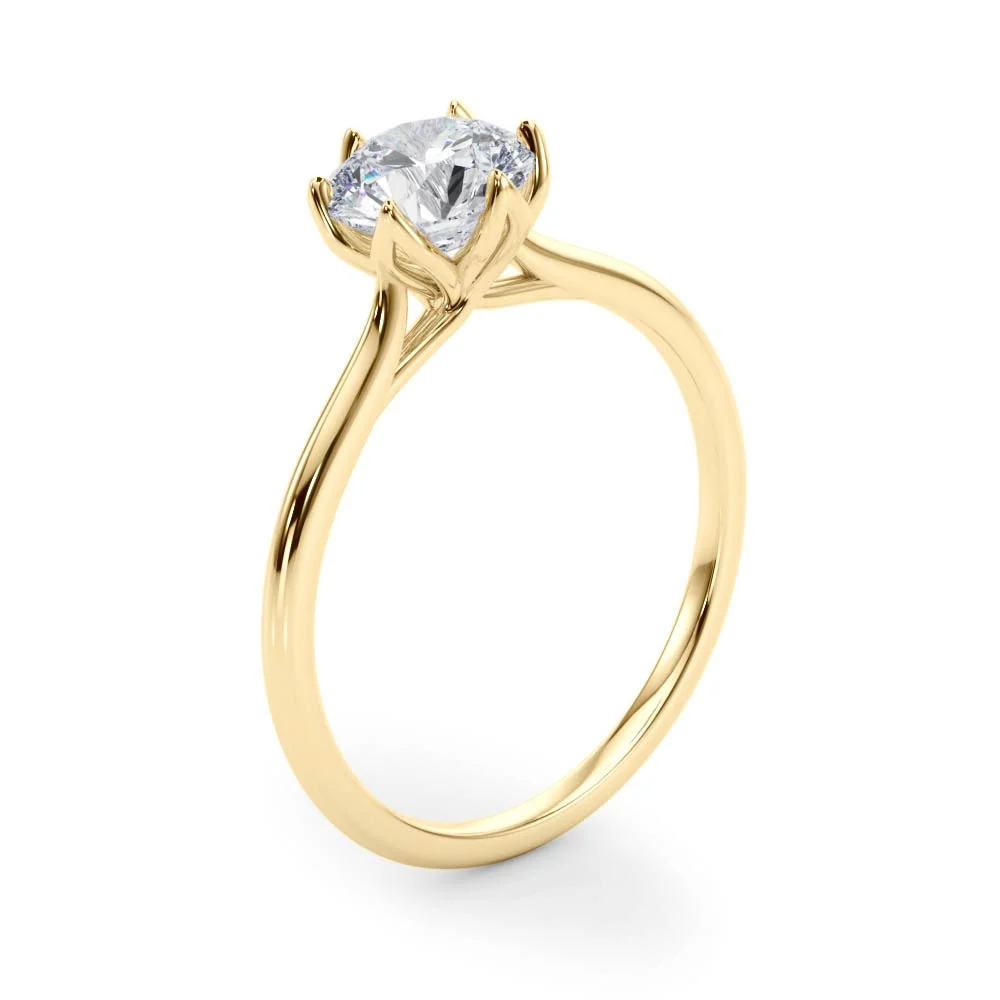 6-Prong Petal Lotus Solitaire Engagement Ring VS F 1.00-4.00 Carat Lab Grown Round Diamond 14K Solid Gold - Image 5