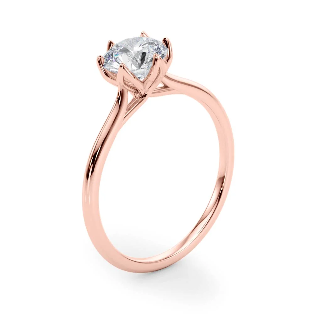 6-Prong Petal Lotus Solitaire Engagement Ring VS F 1.00-4.00 Carat Lab Grown Round Diamond 14K Solid Gold - Image 6