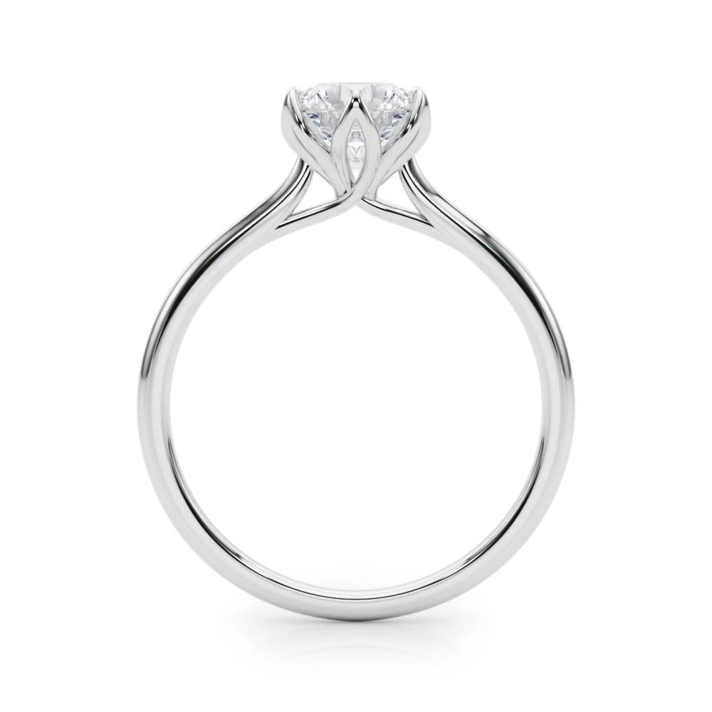 6-Prong Petal Lotus Solitaire Engagement Ring VS F 1.00-4.00 Carat Lab Grown Round Diamond 14K Solid Gold - Image 7