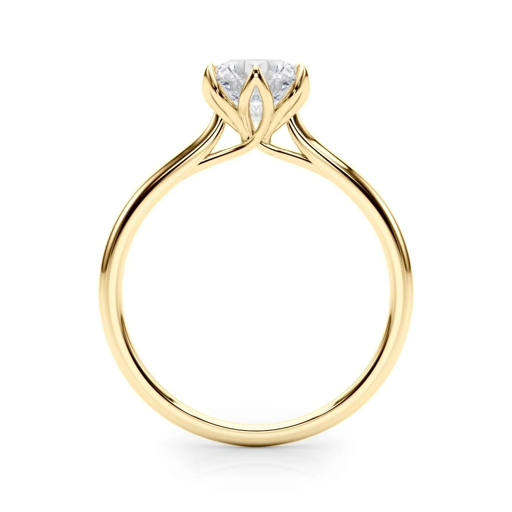 6-Prong Petal Lotus Solitaire Engagement Ring VS F 1.00-4.00 Carat Lab Grown Round Diamond 14K Solid Gold - Image 8