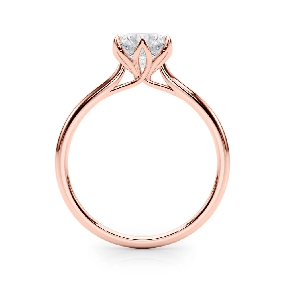 6-Prong Petal Lotus Solitaire Engagement Ring VS F 1.00-4.00 Carat Lab Grown Round Diamond 14K Solid Gold - Image 9