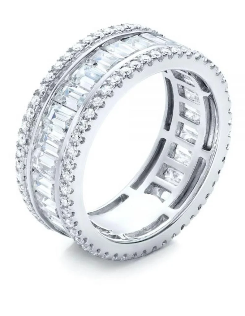 Additional Payment For Round Baguette Diamond VVS1 E 3.90 Ct Eternity Anniversary Ring 14K White Gold