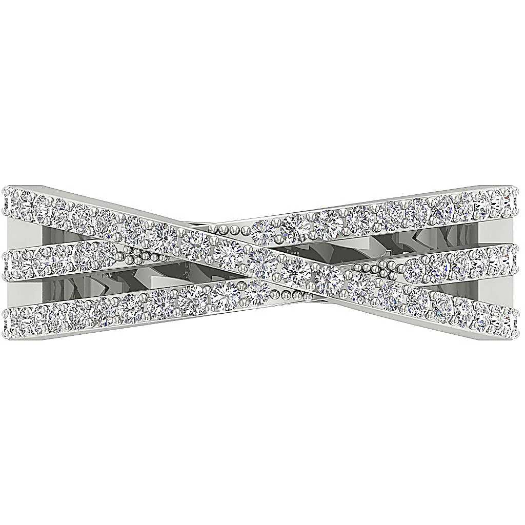 The Eleanor Criss Cross Anniversary Ring Natural Diamond 14K Solid Gold Pave Set - Image 5