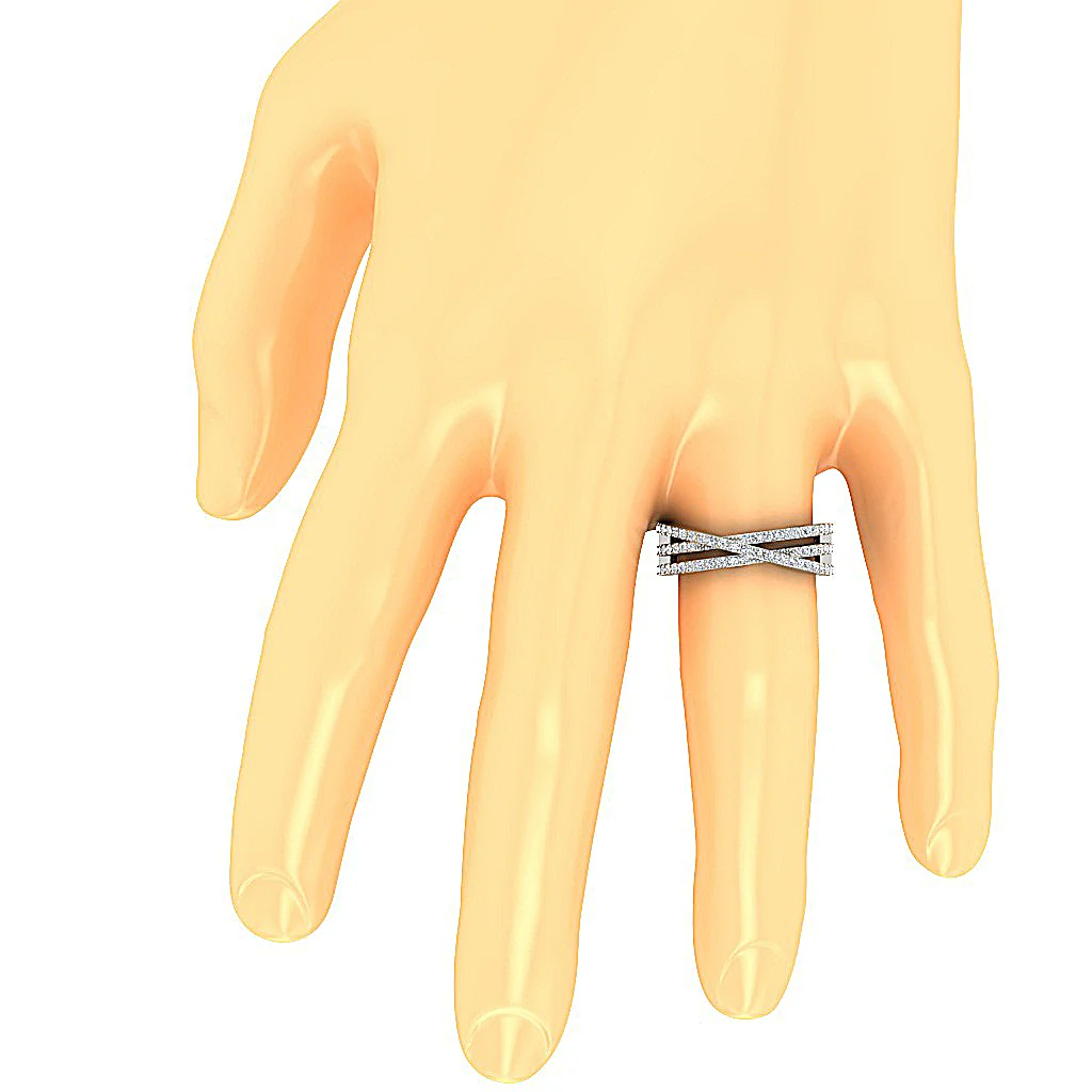 The Eleanor Criss Cross Anniversary Ring Natural Diamond 14K Solid Gold Pave Set - Image 7