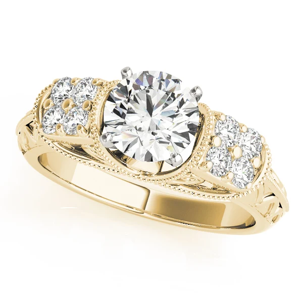 Antique Engraved Engagement Ring VS F 1.30 Carat Round Lab Grown Diamond 14K Solid Gold - Image 2