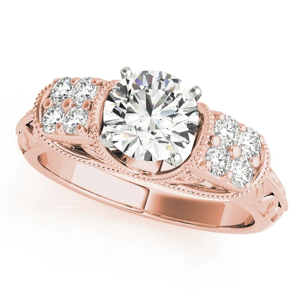 Antique Engraved Engagement Ring VS F 1.30 Carat Round Lab Grown Diamond 14K Solid Gold - Image 3
