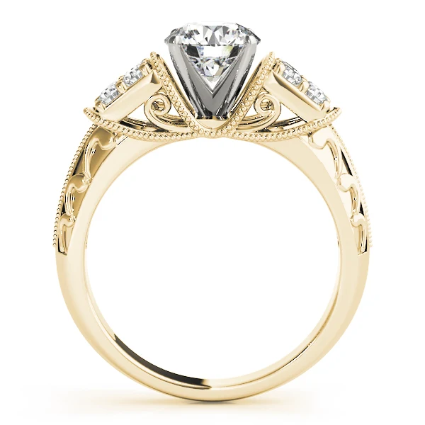 Antique Engraved Engagement Ring VS F 1.30 Carat Round Lab Grown Diamond 14K Solid Gold - Image 4