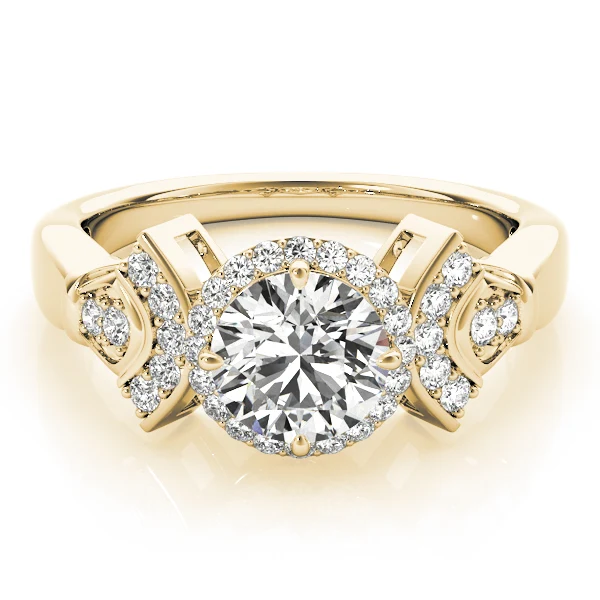 Art Deco Lab Grown Diamond Halo Engagement Ring with Multi-Row Band VS F 1.50 Carat 14K Gold - Image 11