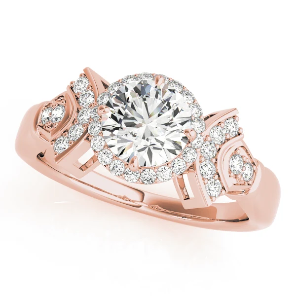 Art Deco Lab Grown Diamond Halo Engagement Ring with Multi-Row Band VS F 1.50 Carat 14K Gold - Image 3