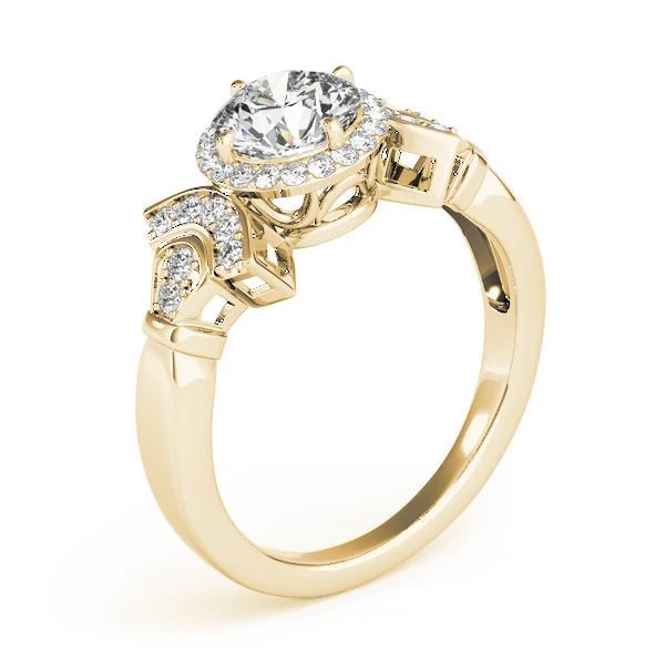 Art Deco Lab Grown Diamond Halo Engagement Ring with Multi-Row Band VS F 1.50 Carat 14K Gold - Image 4