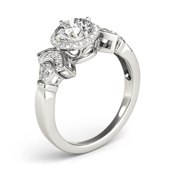 Art Deco Lab Grown Diamond Halo Engagement Ring with Multi-Row Band VS F 1.50 Carat 14K Gold - Image 6