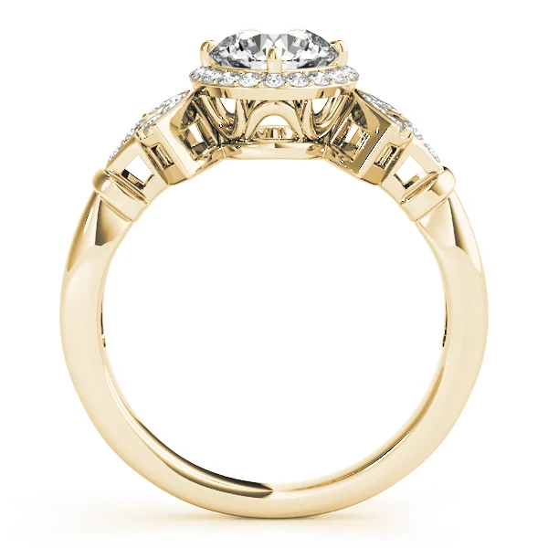 Art Deco Lab Grown Diamond Halo Engagement Ring with Multi-Row Band VS F 1.50 Carat 14K Gold - Image 7