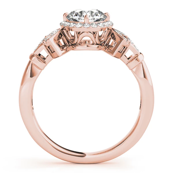 Art Deco Lab Grown Diamond Halo Engagement Ring with Multi-Row Band VS F 1.50 Carat 14K Gold - Image 8