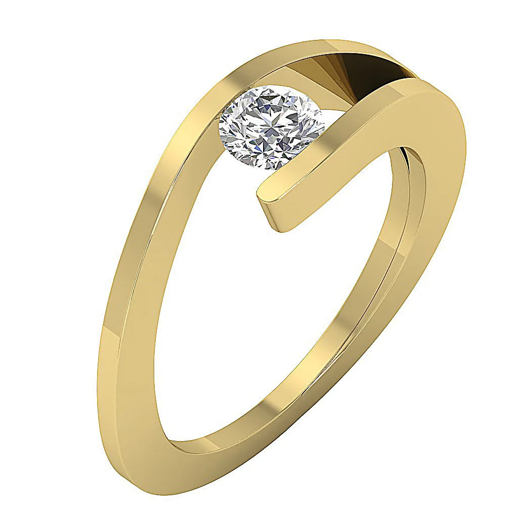 Bar Set 0.55Ct G-I1/SI1 Diamond Single Solitaire Wedding Ring  14k/18k Solid Yellow Gold