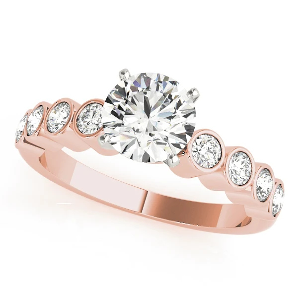 Brilliant Round Lab Grown Diamond VS F 1.40 Ct Ring with Bubble Band 14K Solid Gold Wedding Ring - Image 3