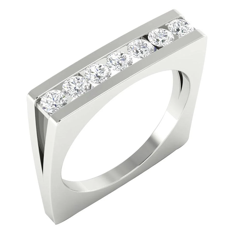 The Hannah Channel Set 14K White Yellow Rose Fashion Anniversary Ring Natural Diamond