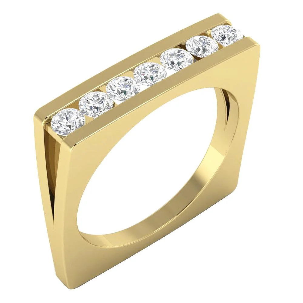 The Hannah Channel Set 14K White Yellow Rose Fashion Anniversary Ring Natural Diamond - Image 2