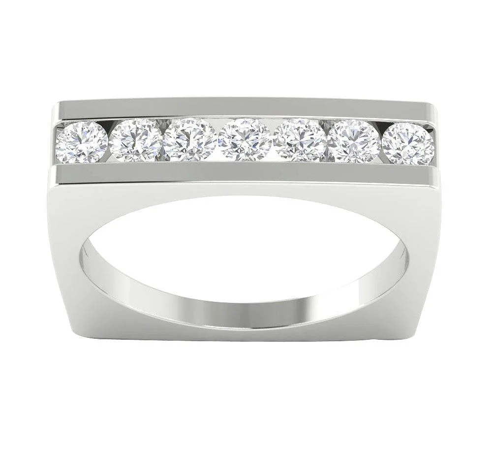 The Hannah Channel Set 14K White Yellow Rose Fashion Anniversary Ring Natural Diamond - Image 5