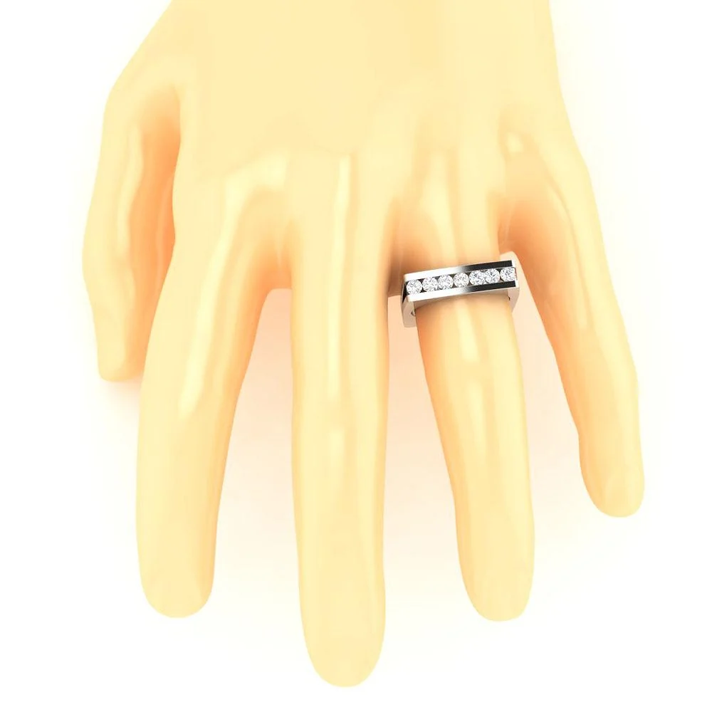 The Hannah Channel Set 14K White Yellow Rose Fashion Anniversary Ring Natural Diamond - Image 7