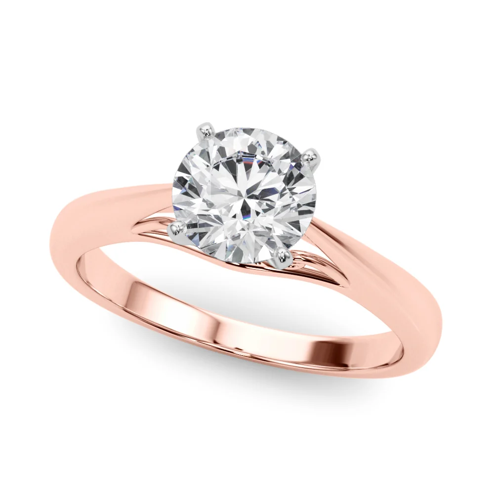 Classic Round Lab Grown Diamond Ring with Elegant Scrollwork Basket VS F 1.00 Carat 14K Solid Gold - Image 3